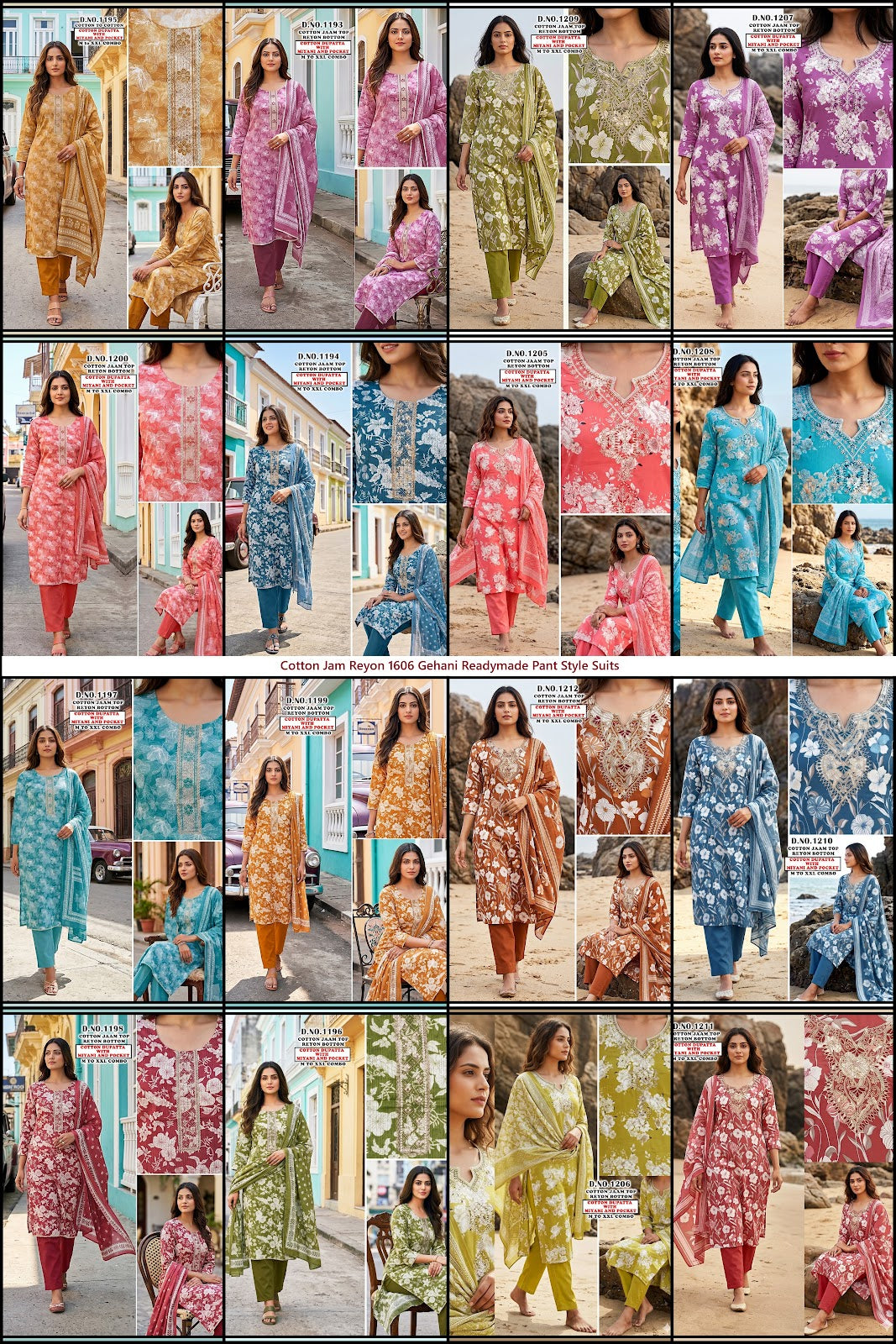 Cotton Jam Reyon 1606 Gehani Readymade Pant Style Suits Supplier Gujarat
