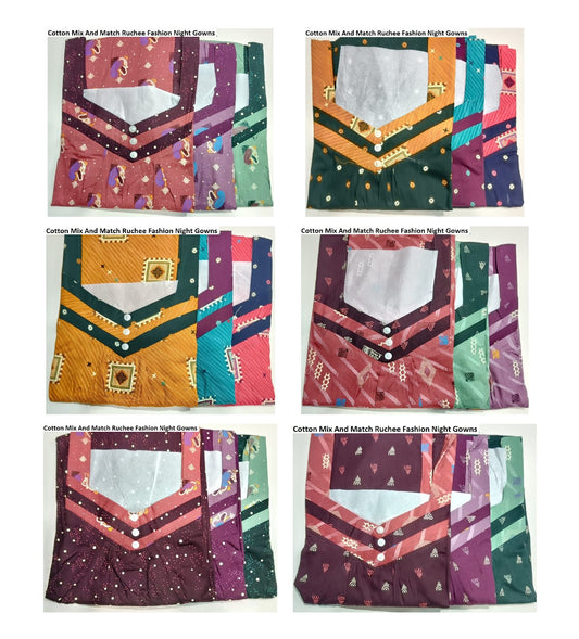 Cotton Mix And Match Ruchee Fashion Night Gowns Manufacturer India