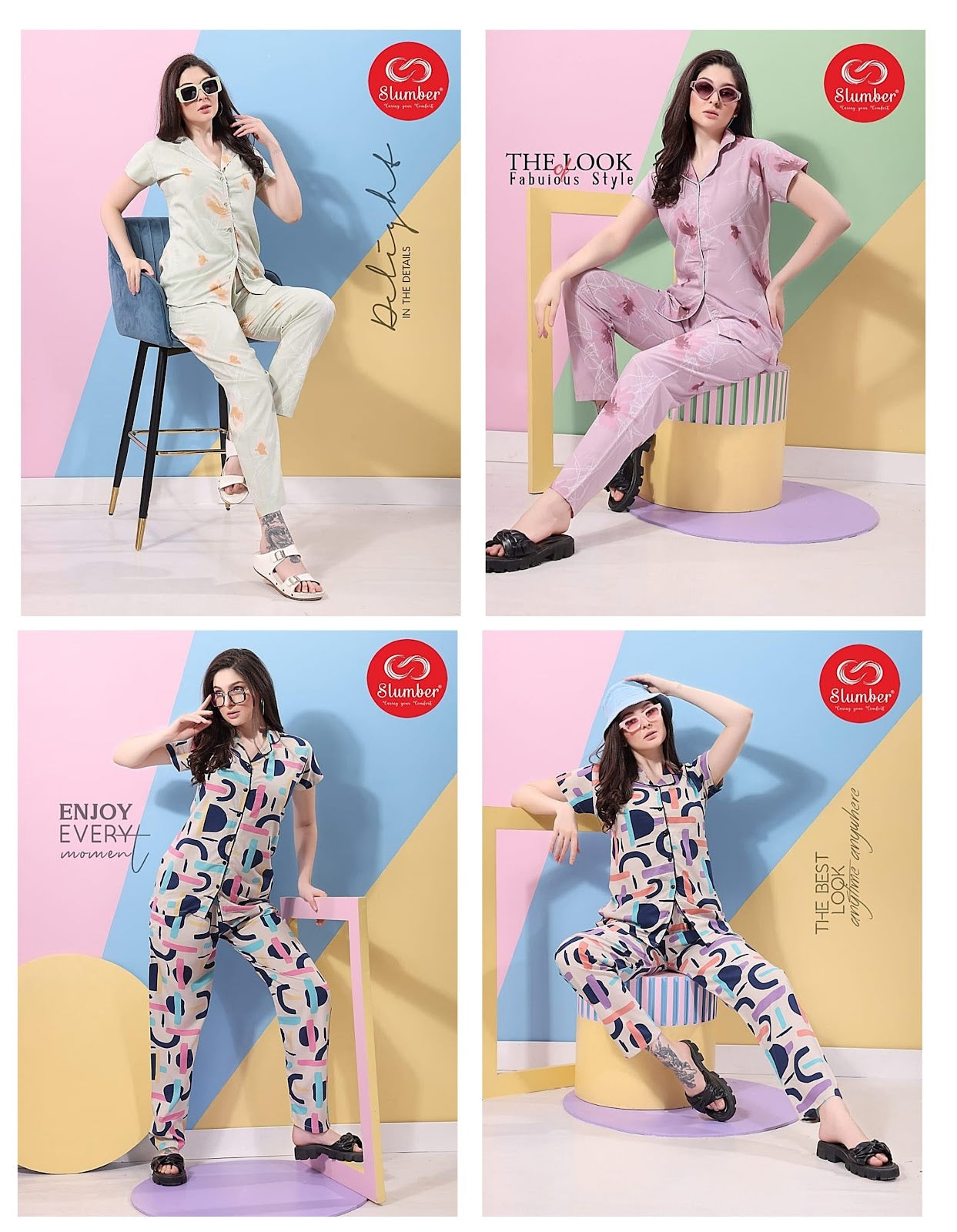 Cr009 Slumber Heavy Rayon Collar Night Suits Exporter