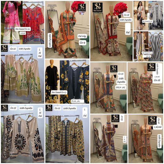 Cs Hit Designs Bin Saeed Satin Pakistani Readymade Suits Wholesale Price