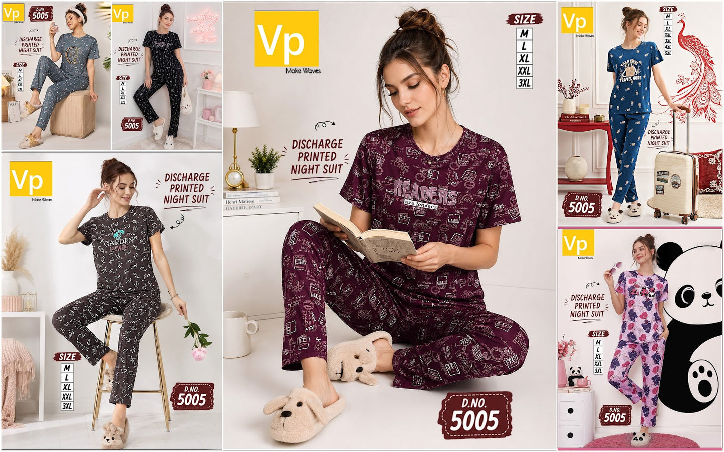D No 5005 2706 Vp Hosiery Cotton Pyjama Night Suits Wholesaler