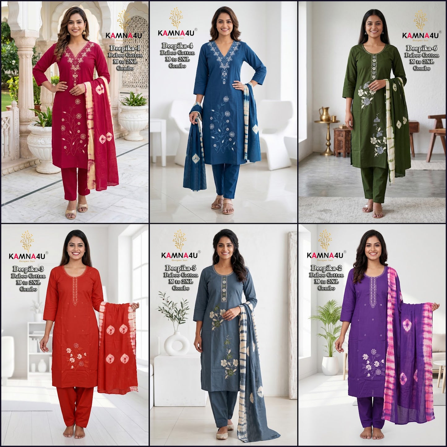 Deepika Kamna4U Dhabu Readymade Cotton Pant Suits Supplier India