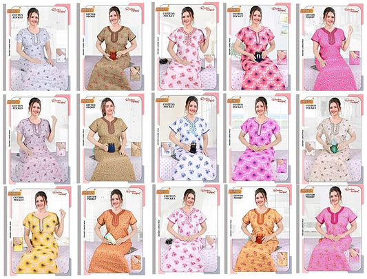 Design-0606 Ruchee Fashion Cotton Night Gowns Wholesaler India