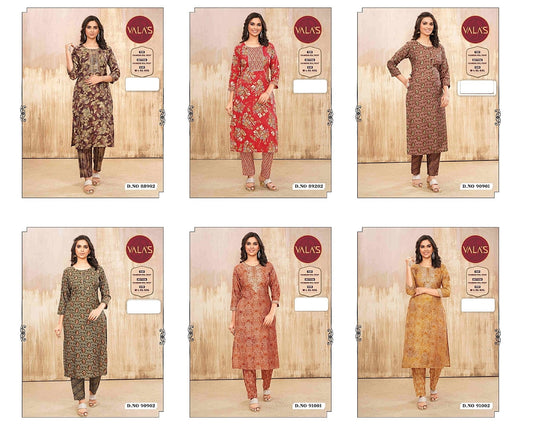 Design-7 Valas Chanderi Kurti Pant Set Wholesale