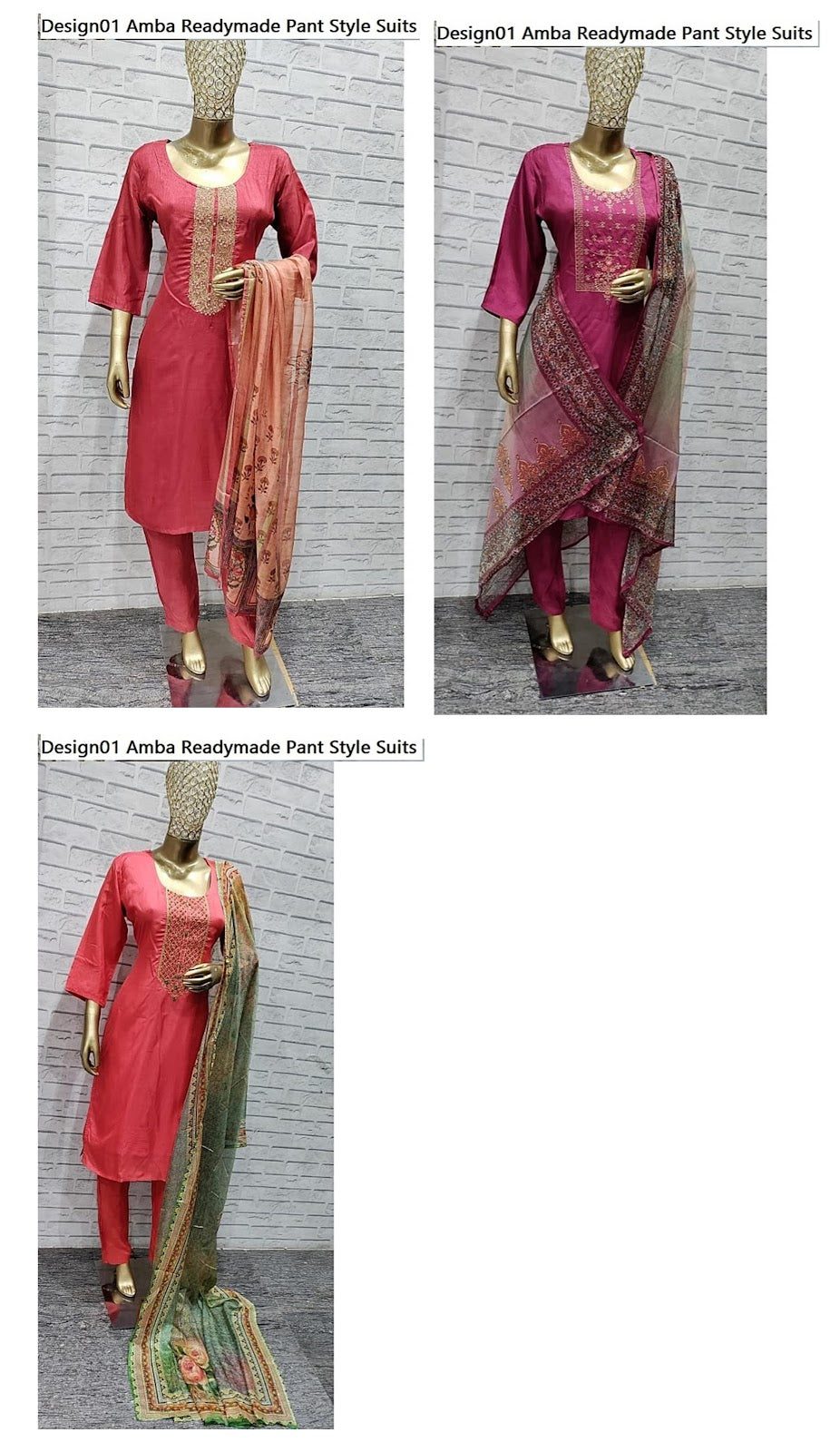 Design01 Amba Russian Silk Readymade Pant Style Suits Manufacturer Gujarat