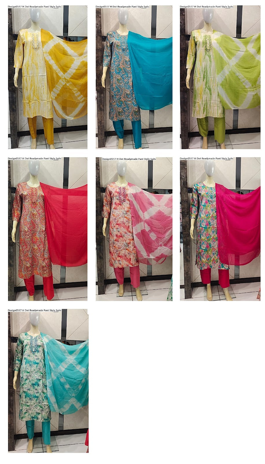 Design0517 H Dot Rayon Foil Readymade Pant Style Suits Supplier India