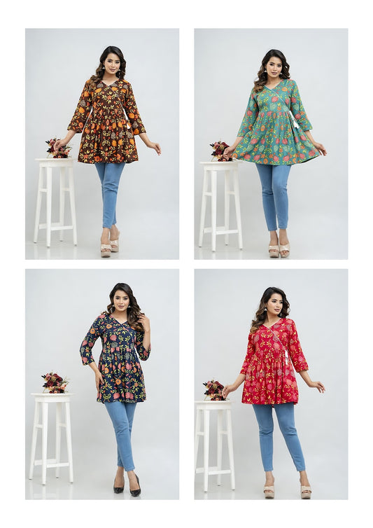 Design11 Lovic Rayon Foil Stylish Tops Wholesale Rate