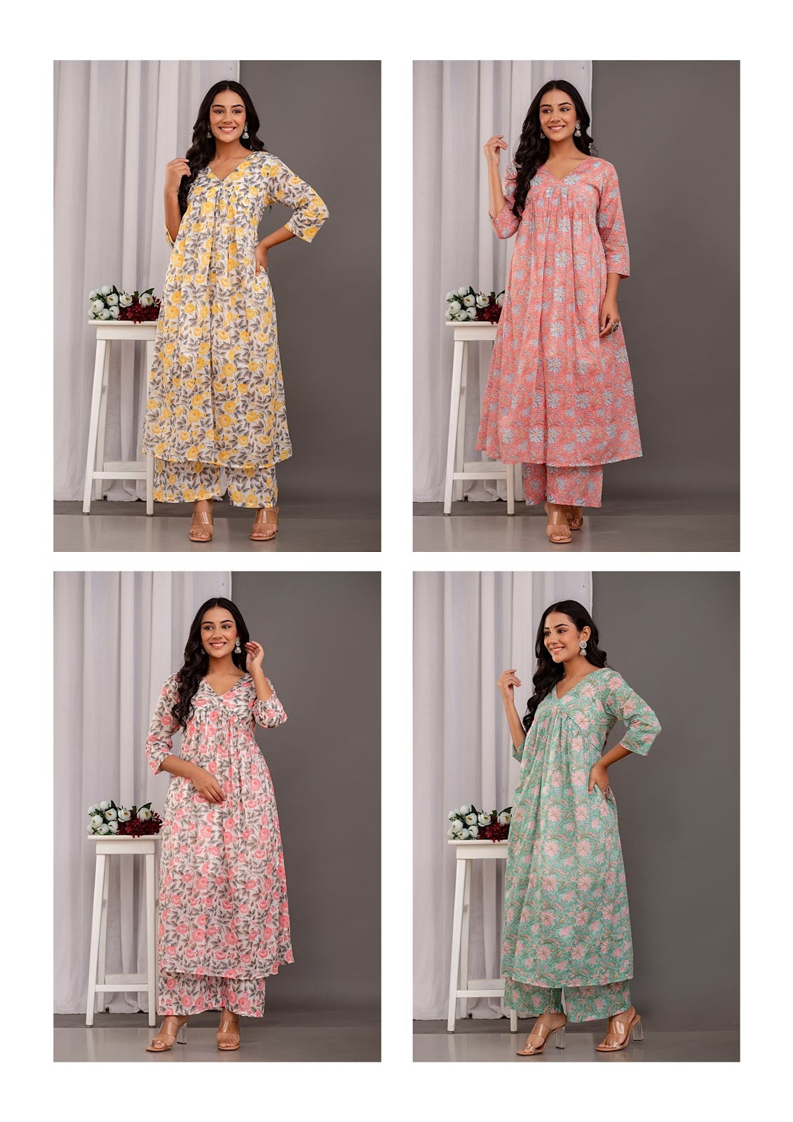 Design13 Lovic Cotton Kurti Plazzo Set Supplier Ahmedabad