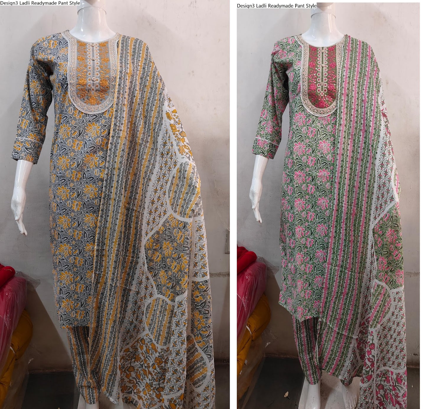 Design3 Ladli Cotton Cambric Readymade Pant Style Suits Manufacturer Gujarat