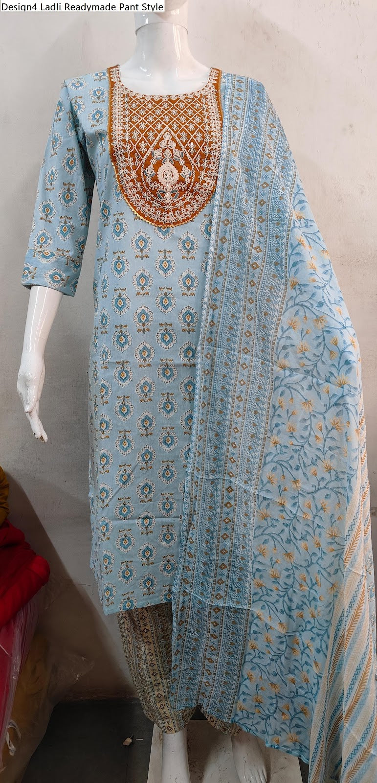 Design4 Ladli Cotton Cambric Readymade Pant Style Suits Supplier Gujarat