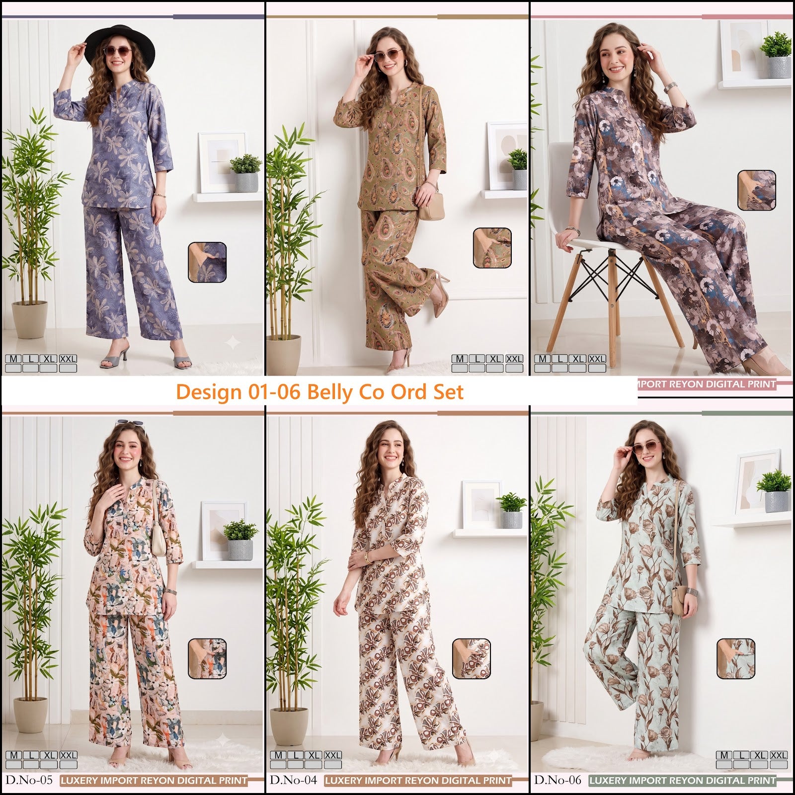 Design 01-06 Belly Reyon Co Ord Set Exporter