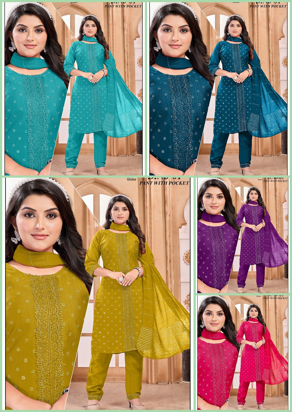 Design 01 Globe Vertican Readymade Pant Style Suits Manufacturer Gujarat