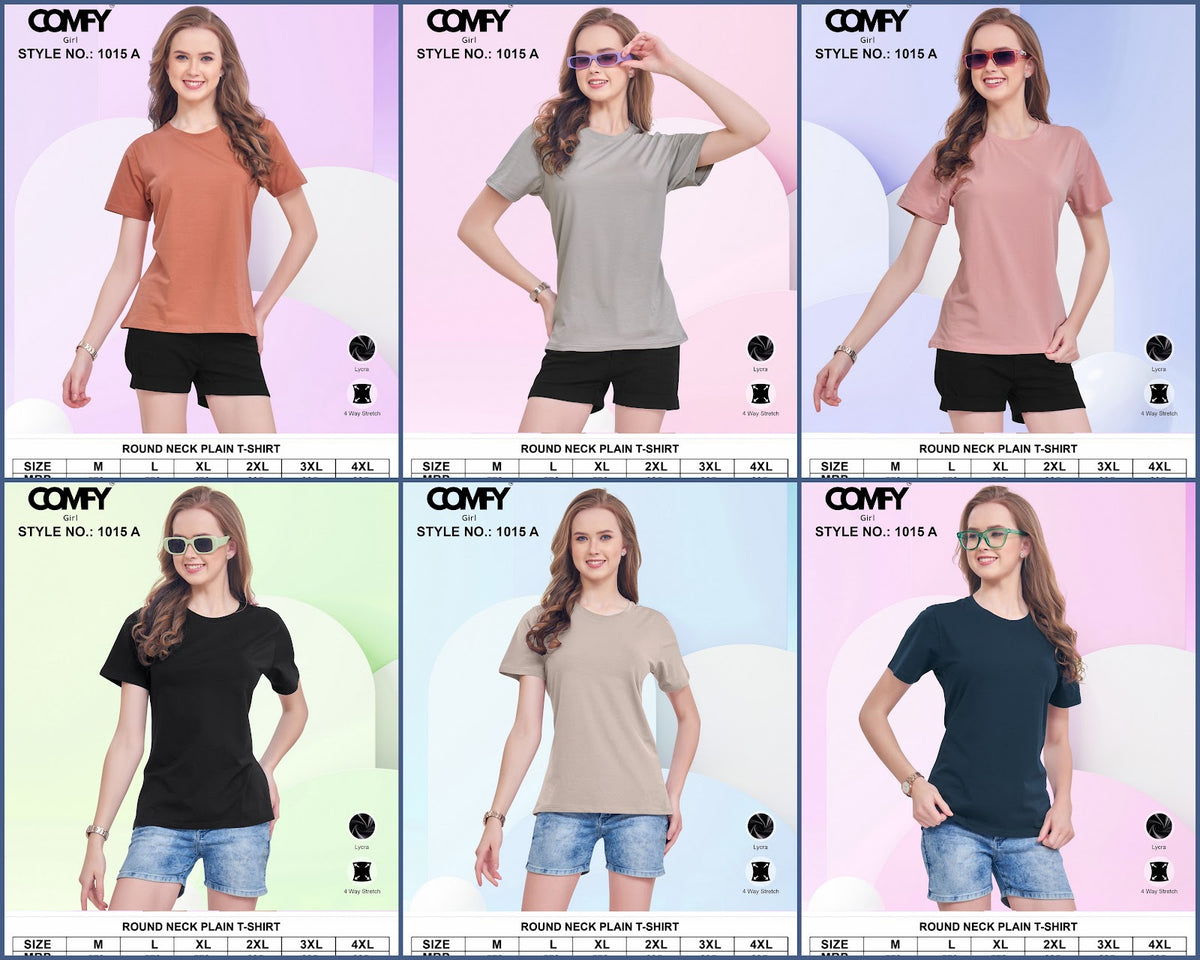 Design 1015 A Comfy Lycra Women Tshirt Wholesale Price