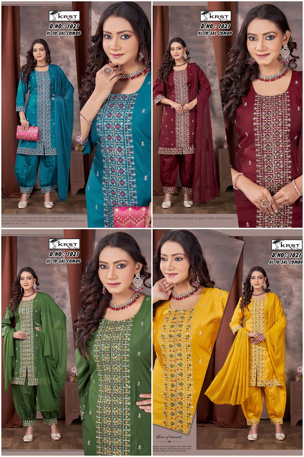 Design 1021 Krst Roman Silk Readymade Suits Wholesaler