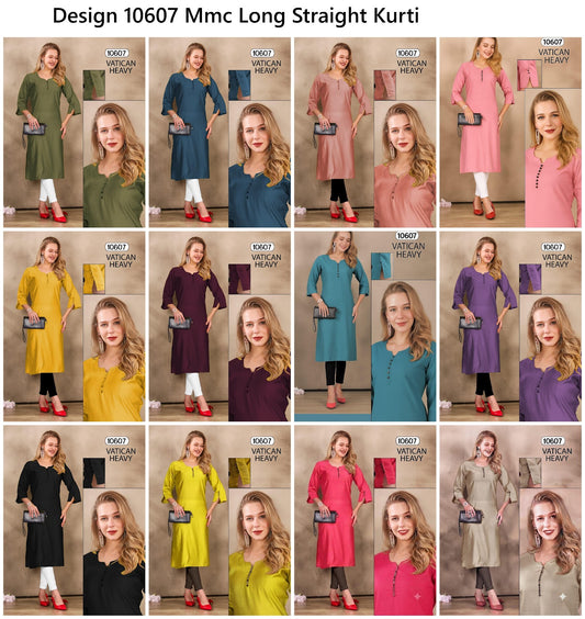 Design 10607 Mmc Vatican Long Straight Kurti Wholesaler Gujarat