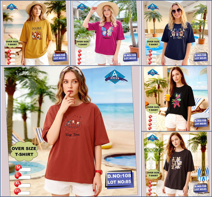 Design 108 Lot 85 Aman Cotton Women Oversized Tshirt Wholesaler Ahmedabad