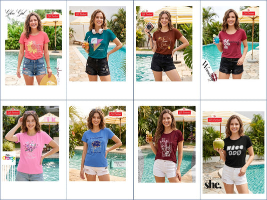 Design 10 Plain Life Partner Hosiery Cotton Women Tshirt Wholesale Price