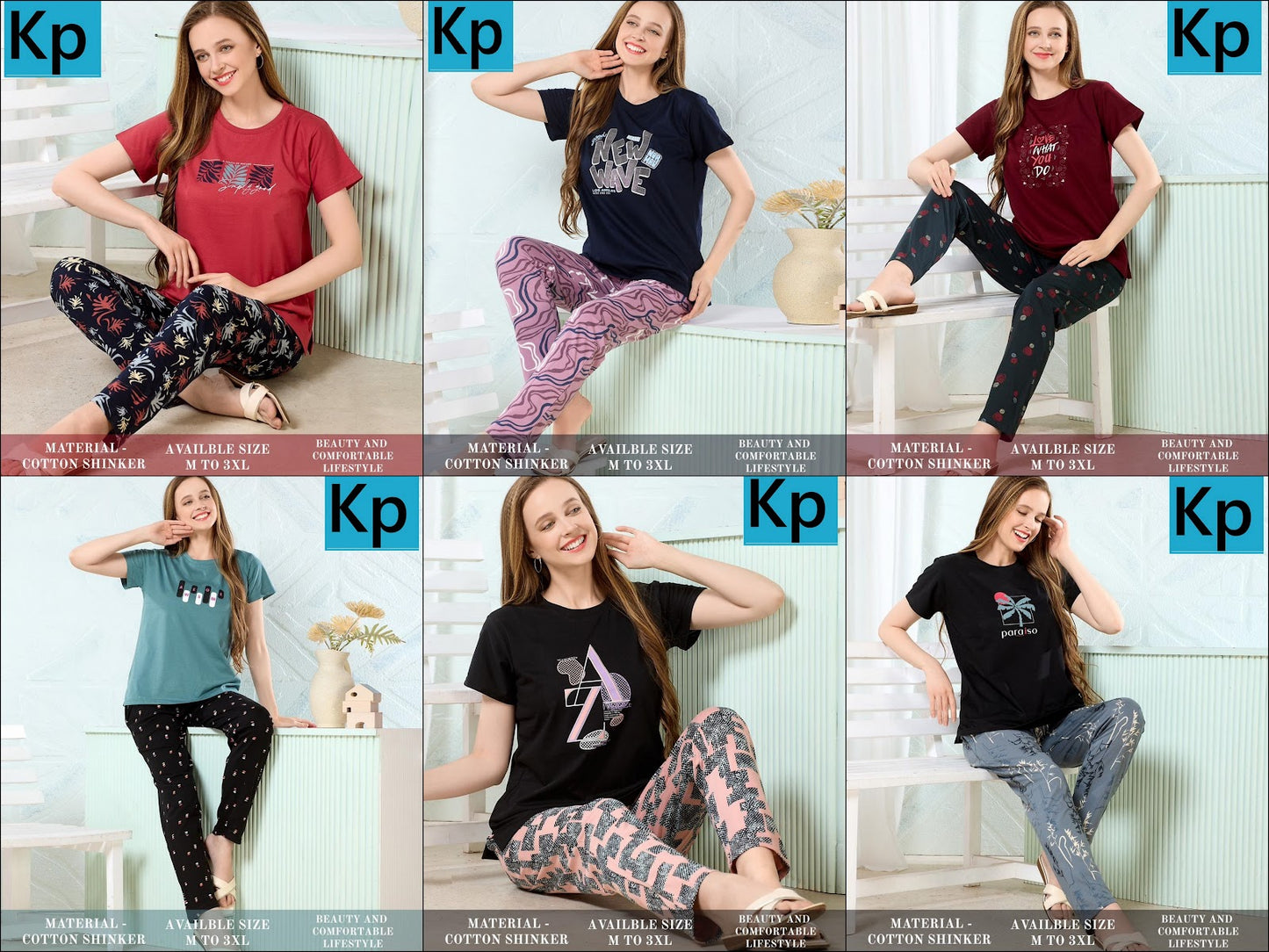 Design 1105 Kp Cotton Pyjama Night Suits Manufacturer Ahmedabad