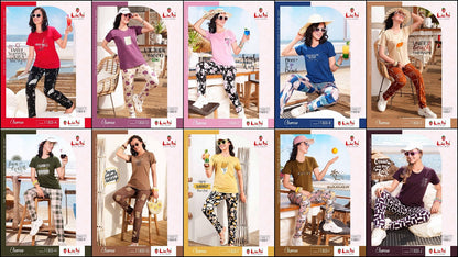 Design 11303 Charmee Lichi Cotton Pyjama Night Suits Wholesale Price