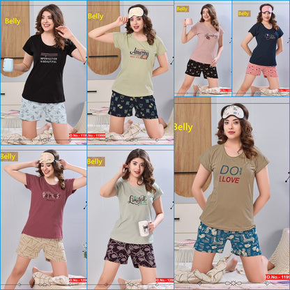 Design 11997-12003 Belly Sinker Shorts Night Suits Wholesale Rate