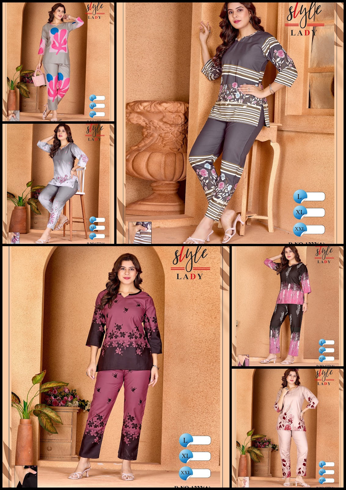 Design 1222 A Ladys Rayon Co Ord Set Wholesale Rate