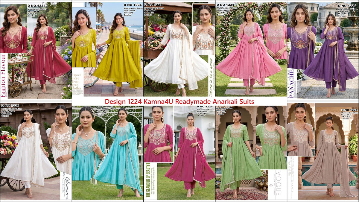 Design 1224 Kamna4U Chanderi Readymade Anarkali Suits Exporter