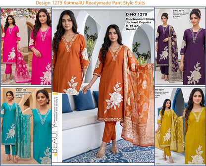 Design 1279 Kamna4U Chanderi Readymade Pant Style Suits Manufacturer Ahmedabad
