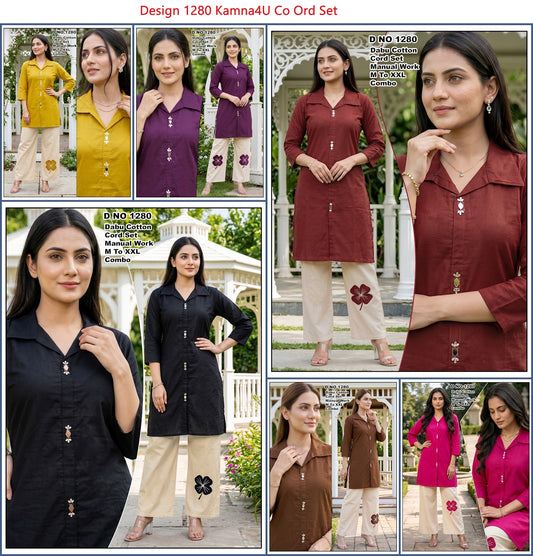Design 1280 Kamna4U Dhabu Cotton Co Ord Set Wholesale Rate