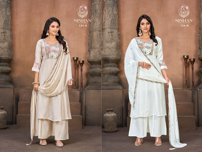 Design 134 Ab Sinhan Aksr Chanderi Readymade Plazzo Style Suits Manufacturer Gujarat