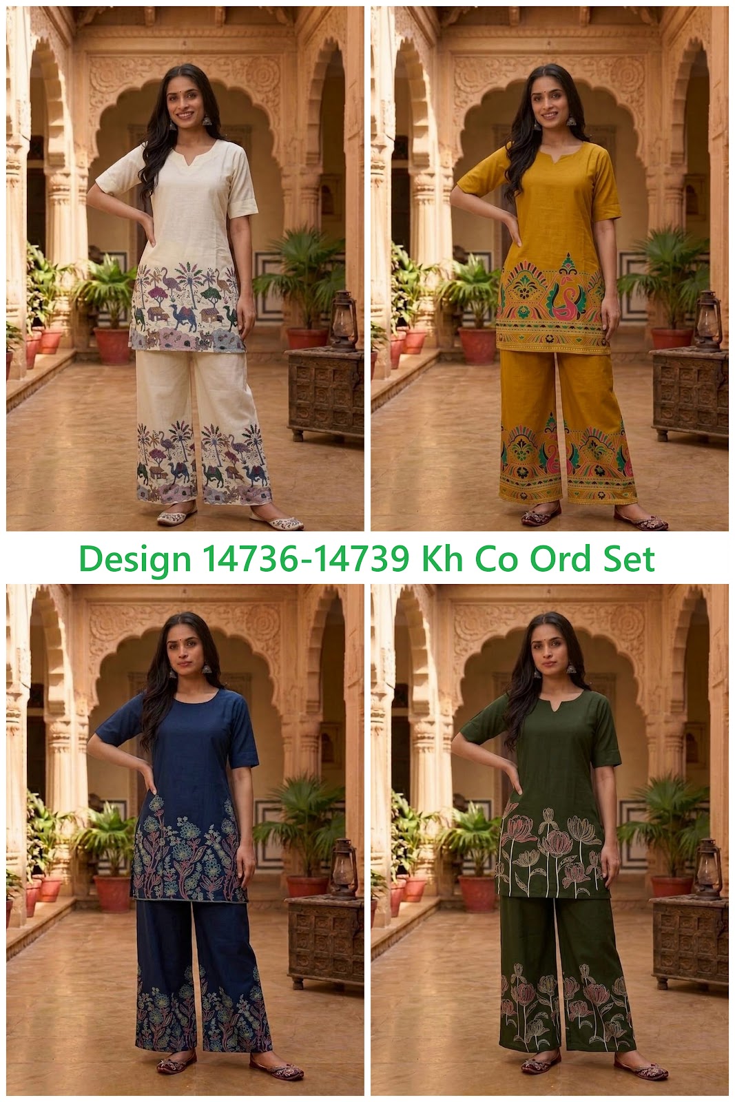 Design 14736-14739 Kh Two Tone Co Ord Set Manufacturer India