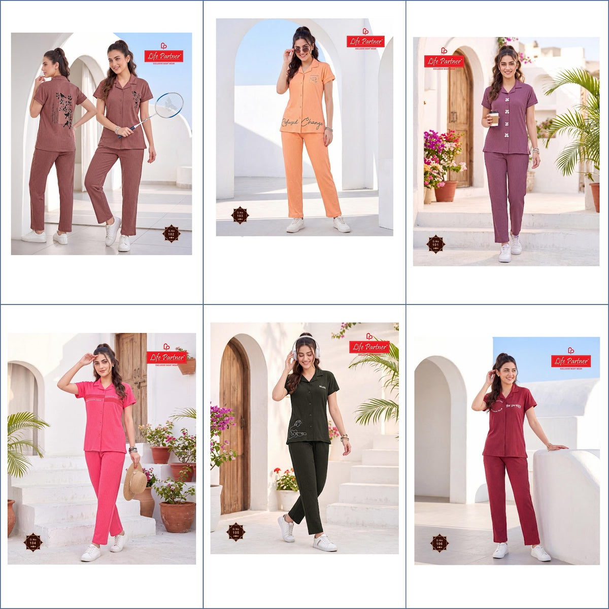Design 14 Front Open Life Partner Interlock Collar Night Suits Wholesaler Gujarat