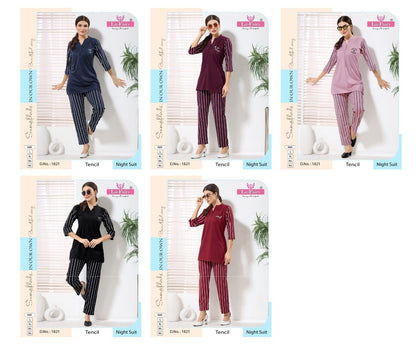 Design 1821 La Fairy Tencil Kurta Night Suits Manufacturer Gujarat