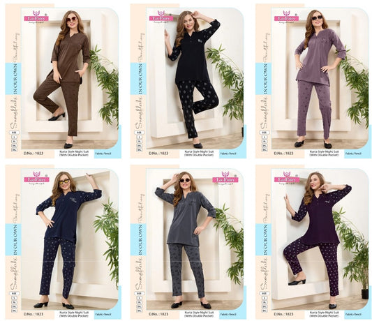 Design 1823 La Fairy Tencil Kurta Night Suits Wholesale Price