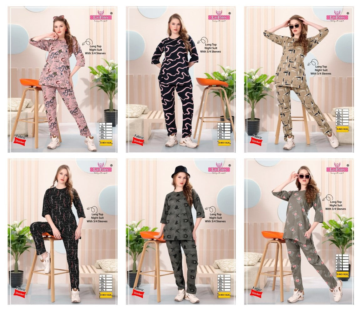 Design 1828 La Fairy Sinker Kurta Night Suits Exporter Ahmedabad