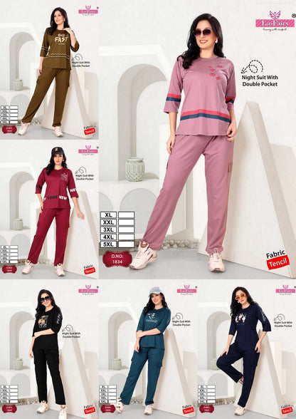 Design 1834 Cargo Pocket La Fairy Tencil Pyjama Night Suits Wholesaler