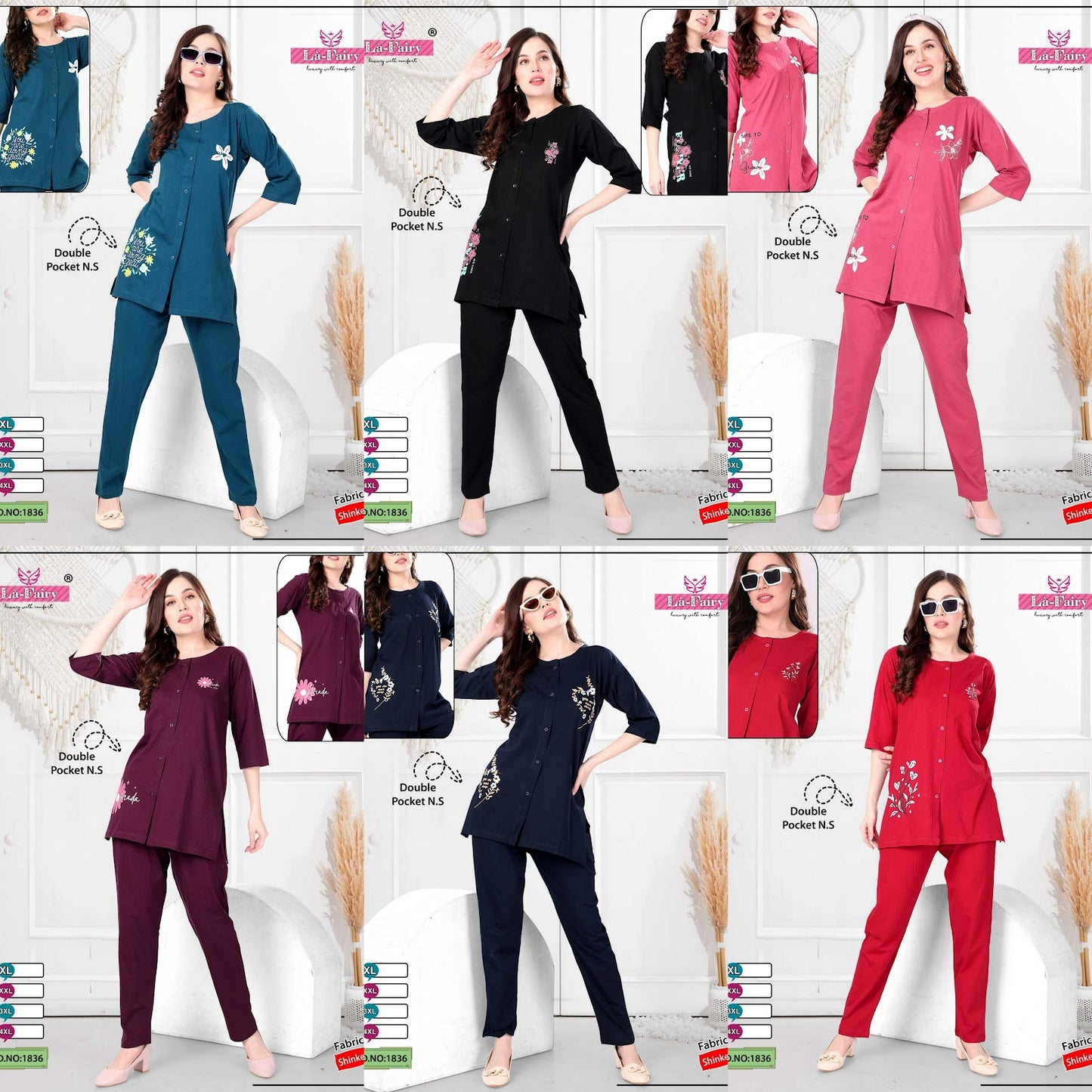 Design 1836 La Fairy Sinker Pyjama Night Suits Wholesaler Ahmedabad