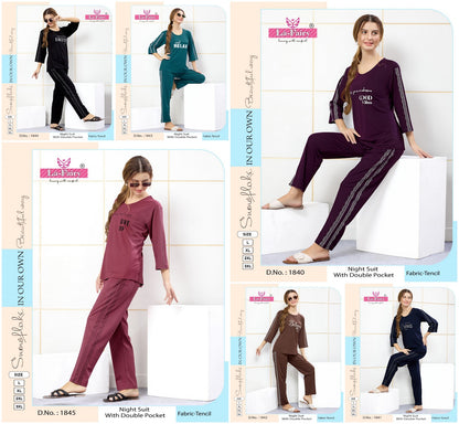 Design 1840-1845 La Fairy Tencil Pyjama Night Suits Supplier Gujarat