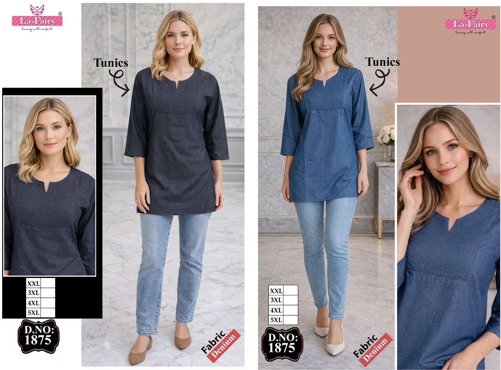 Design 1875 La Fairy Denim Short Kurtis Manufacturer