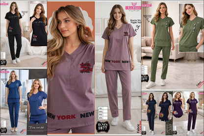 Design 1877 La Fairy Sinker Kurta Night Suits Wholesale Price
