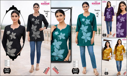 Design 1882 La Fairy Dhabu Cotton Short Kurtis Supplier India