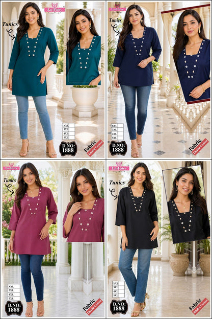 Design 1888 La Fairy Dhabu Cotton Short Kurtis Wholesale Price