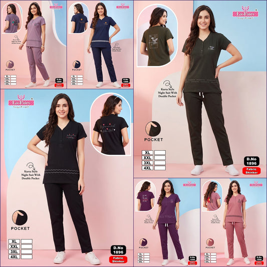 Design 1896 La Fairy Sinker Kurta Night Suits Wholesale Price