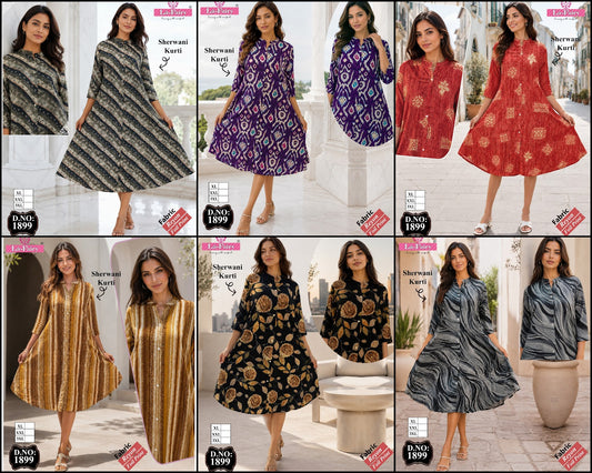 Design 1899 La Fairy Reyon Anarkali Kurtis Wholesale Price