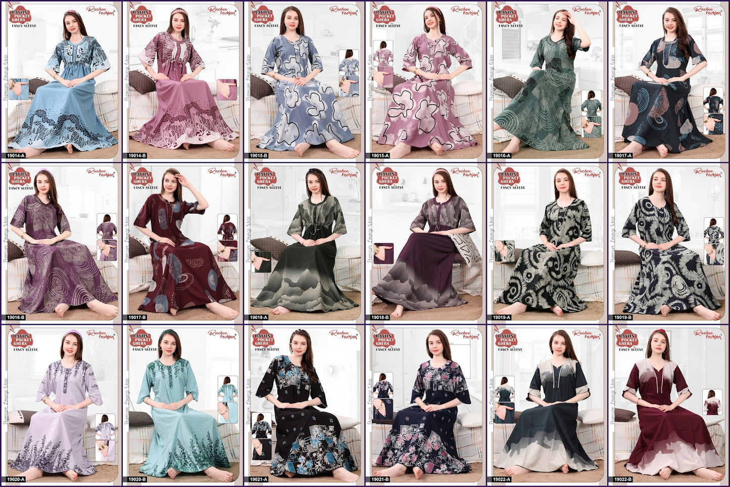 Design 19014-19022 Ruchee Fashion Rayon Night Gowns Exporter