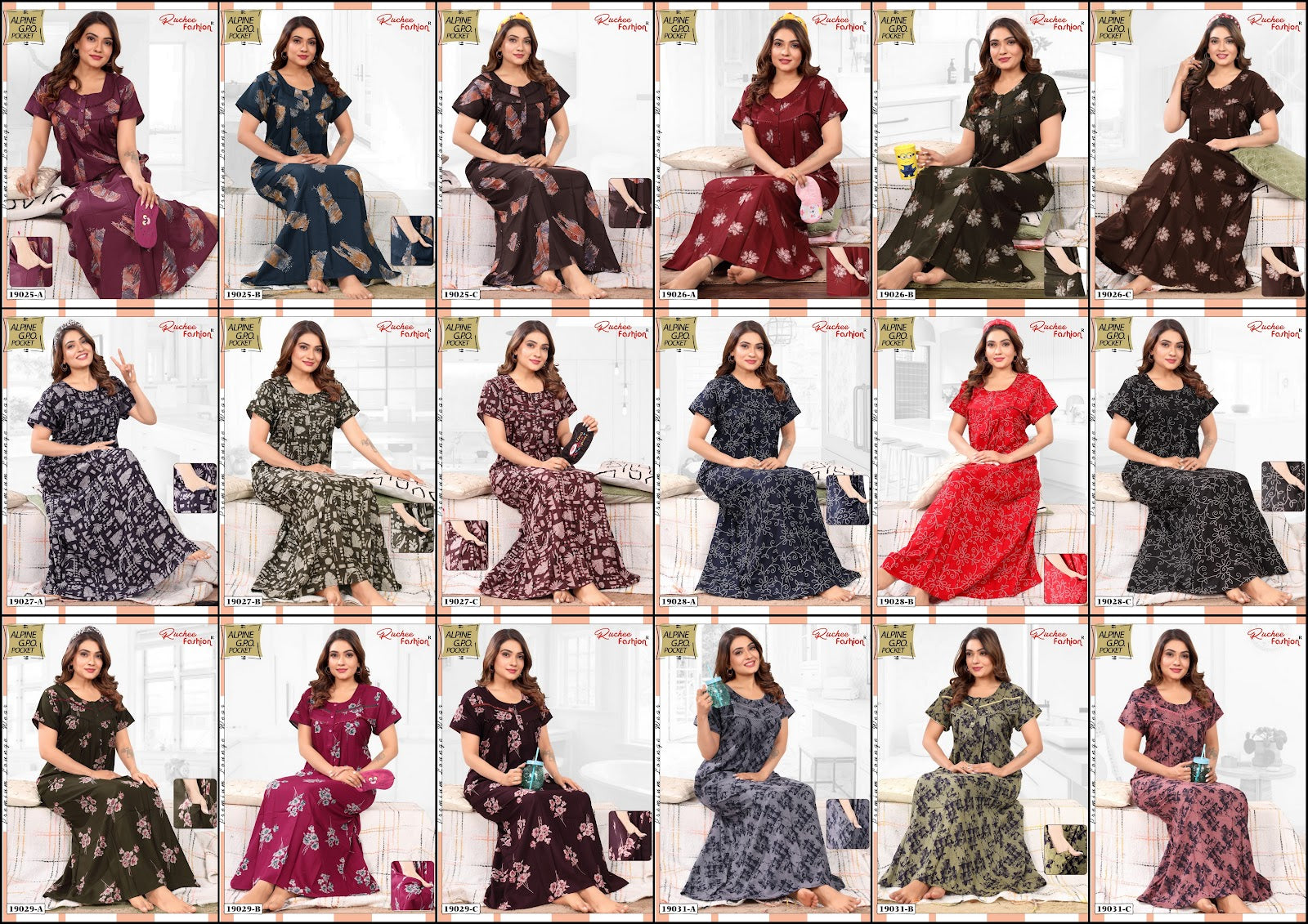 Design 19025 To 19031 Ruchee Fashion Alpine Night Gowns Exporter India