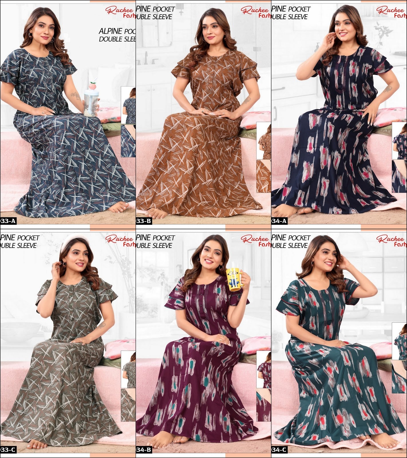 Design 19033 To 19034 Ruchee Fashion Alpine Night Gowns Wholesaler India