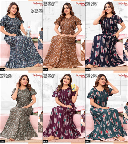 Design 19033 To 19034 Ruchee Fashion Alpine Night Gowns Wholesaler India