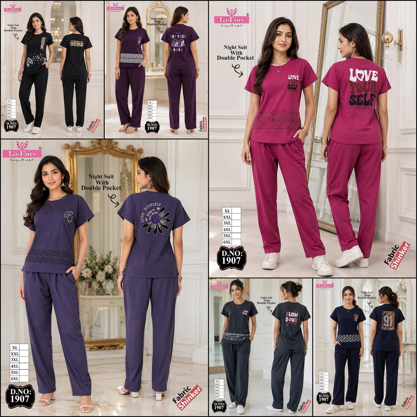Design 1907 La Fairy Sinker Pyjama Night Suits Wholesaler