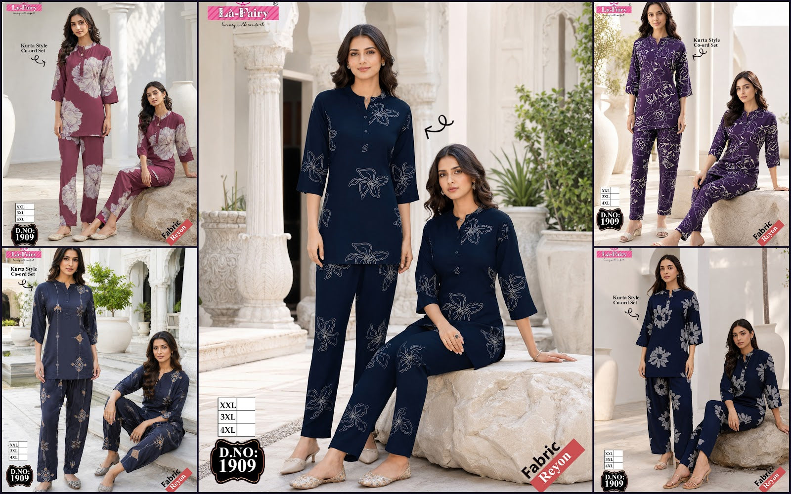 Design 1909 La Fairy Reyon Co Ord Set Wholesaler India