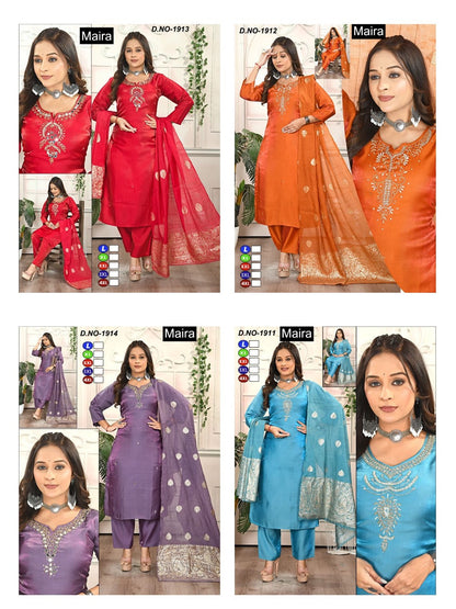Design 1911-1914 Maira Roman Readymade Pant Style Suits Exporter Ahmedabad